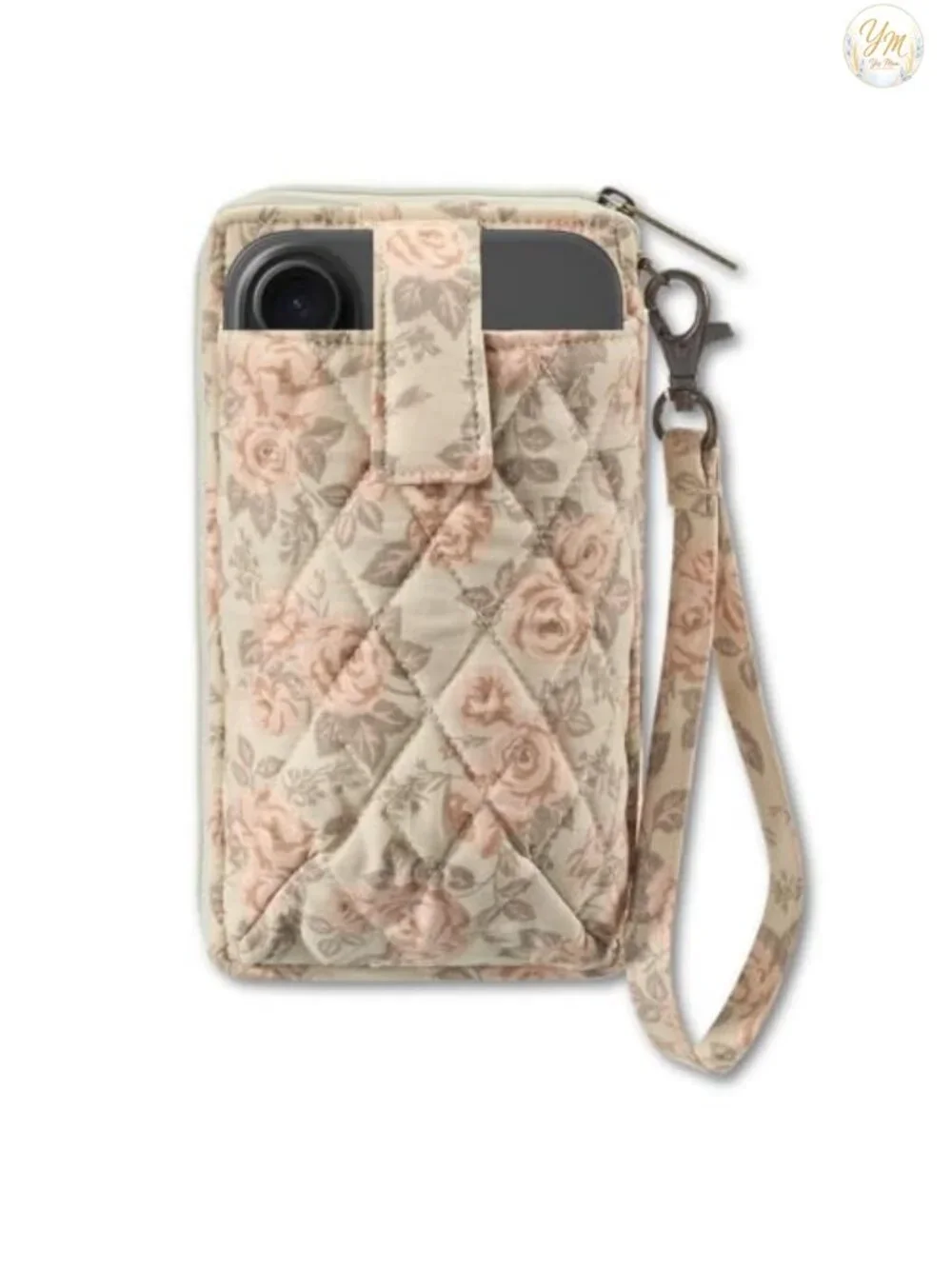 Quilted Wristlet Wallet with Phone Pocket RFID Protection Cotton